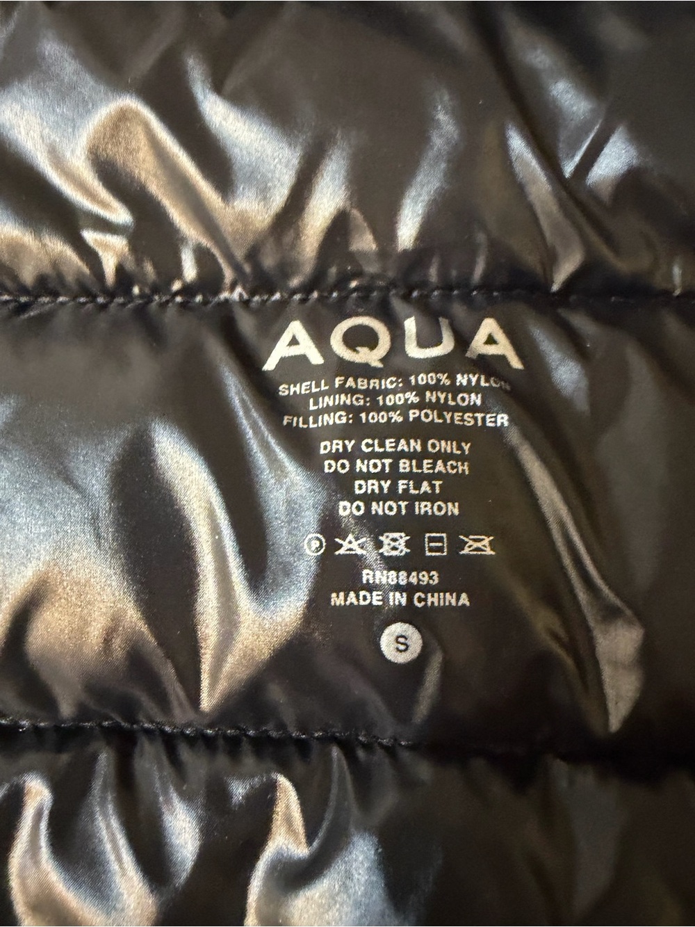 Aqua Black Glossy Quilted Jacket